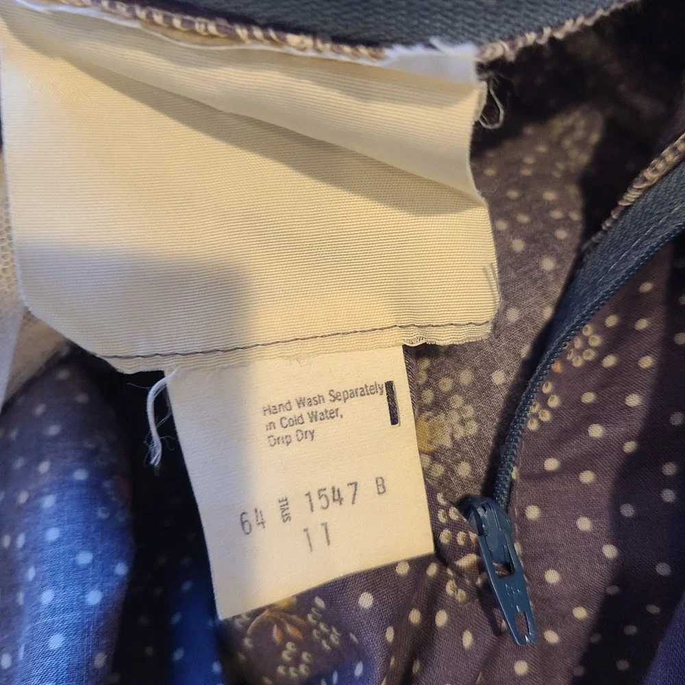 Gunne Sax Dress Purple Prairie Cottage Core Floral Lace Size 11 Vintage 70s Blue - Picture 7 of 8